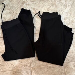 2 pair Black Mandala Scrub Jogger Pants Med Petite